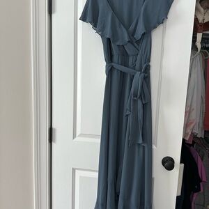 Show Me Your MuMu Slate Blue Midi Dress